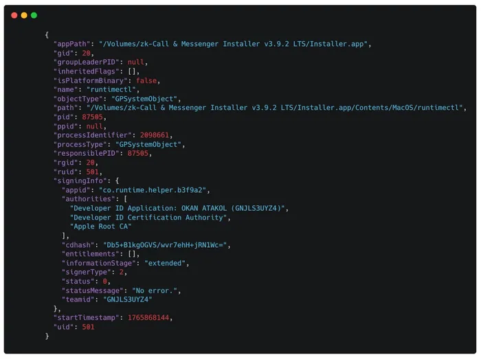App path details; app path is in in /Volumes/