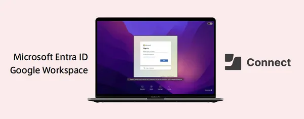 Image showing a Mac with a Jamf connect logo.