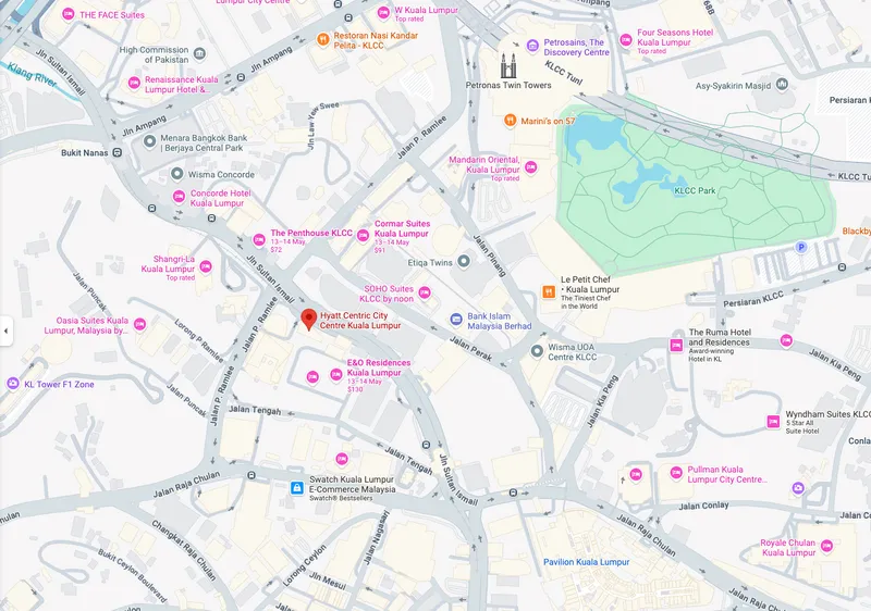 Jamf Nation Meet-Up Kuala Lumpur map of Hyatt Centric City Centre.