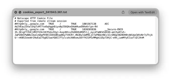 Decrypted, plaintext cookies