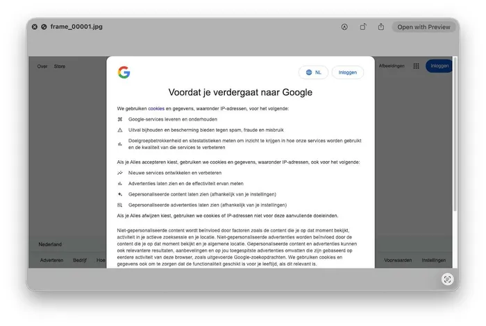 Example of a screen capture