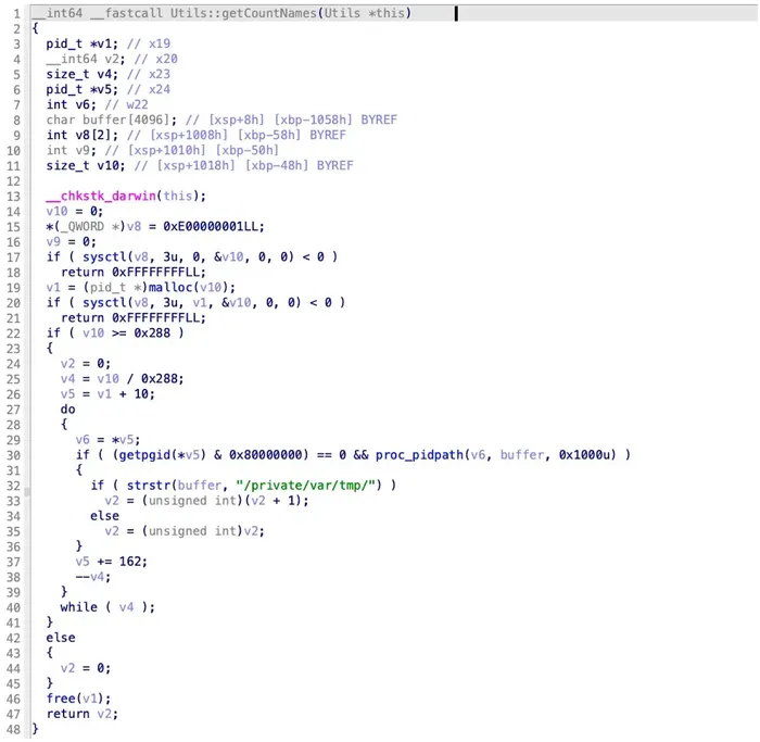 Screenshot of getCountNames() pseudocode