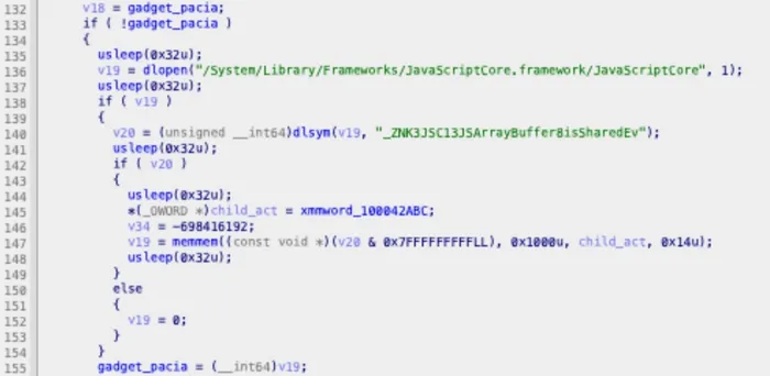 Decompiled gadget search code