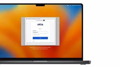 Animation showing multi-factor authentication workflow with Okta and Jamf.