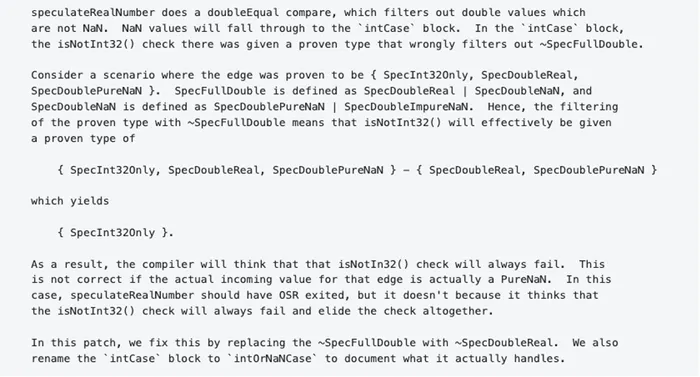 Partial WebKit commit message explaining the patch