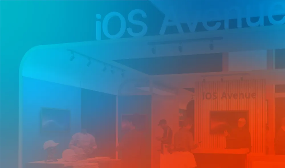 Graphic of Jamf's booth design, iOS Avenue, at the National Retail Federation’s Retail Big Show 2024.