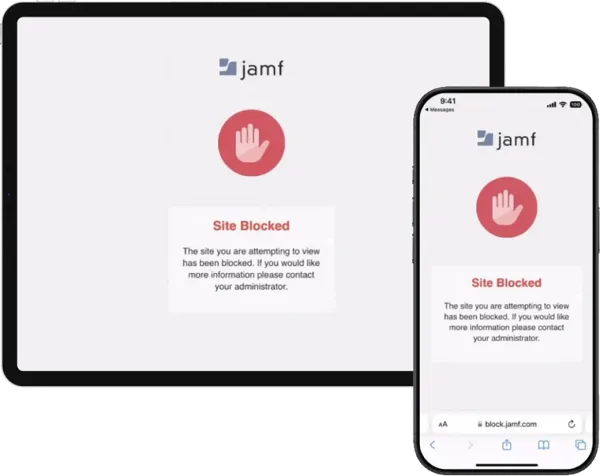 Image showing an iPad and iPhone blocking risky sites.