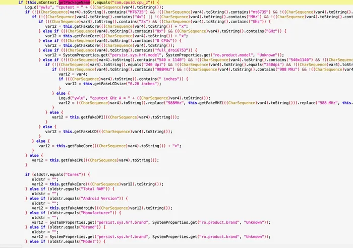 public final void setText(CharSequence var1) function showing how the device showed a fake version to CPU-Z software