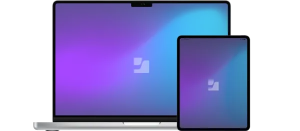 Image of a Mac and an iPad with the Jamf logo in the center of a purple to blue gradient background.