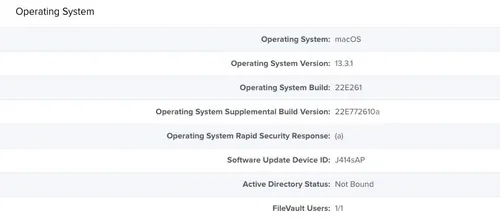 Mac record in Jamf Pro listing supplemental builds