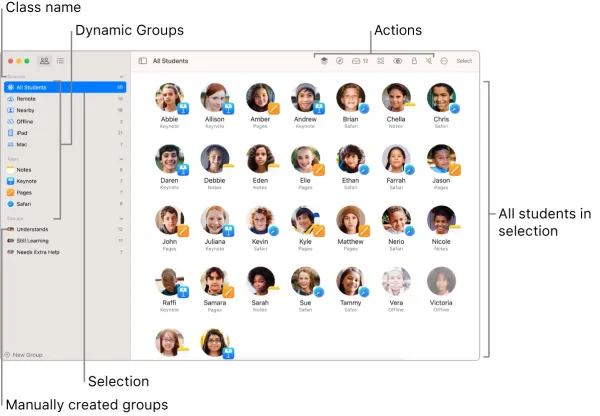 Screen capture of Apple Classroom for Mac window.