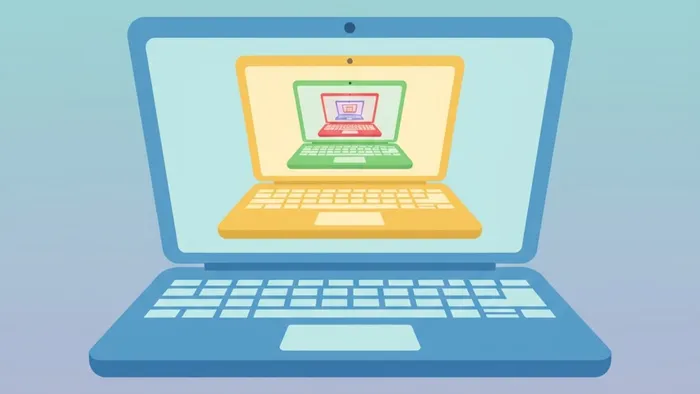 Illustration of a laptop with nested laptops within its screen