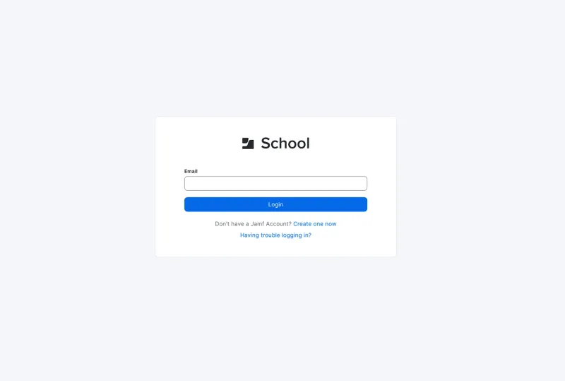 Jamf admin log-in modal for Jamf School