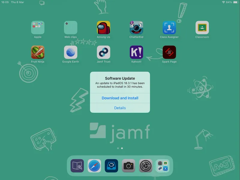 Screen of an impending update announcement on iOS