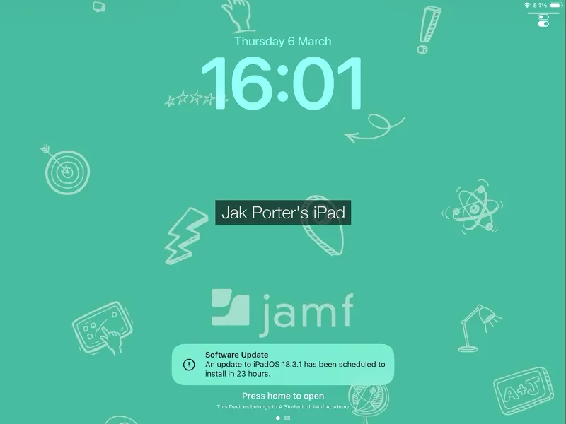 An iOS screen warning that a device must update in 23 hours