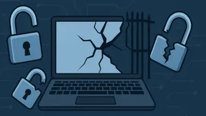 Moody illustration of a broken laptop