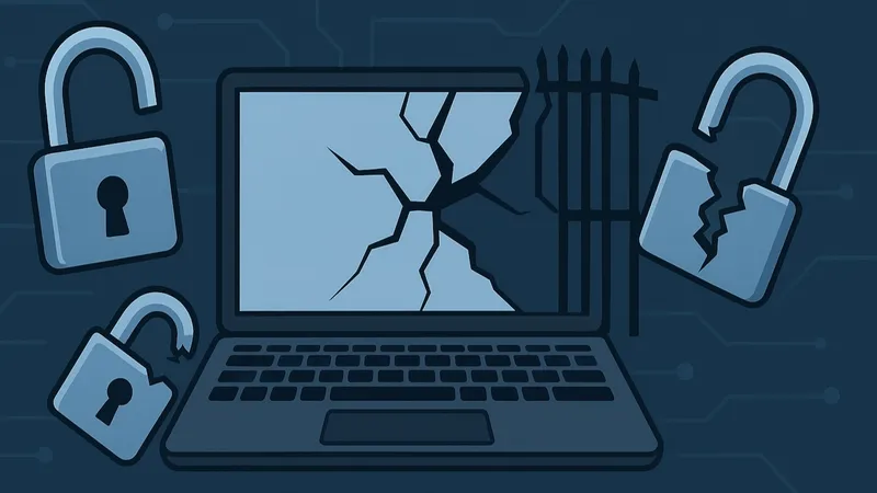 Moody illustration of a broken laptop