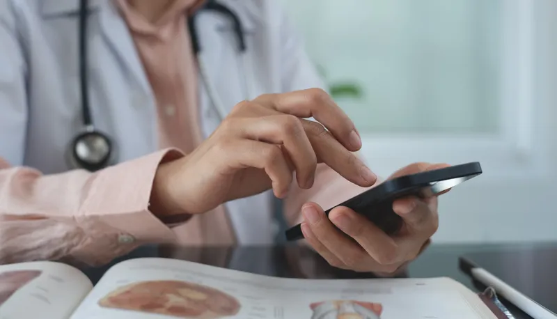 Mobile device used for Healthcare that is managed and secured by Jamf.