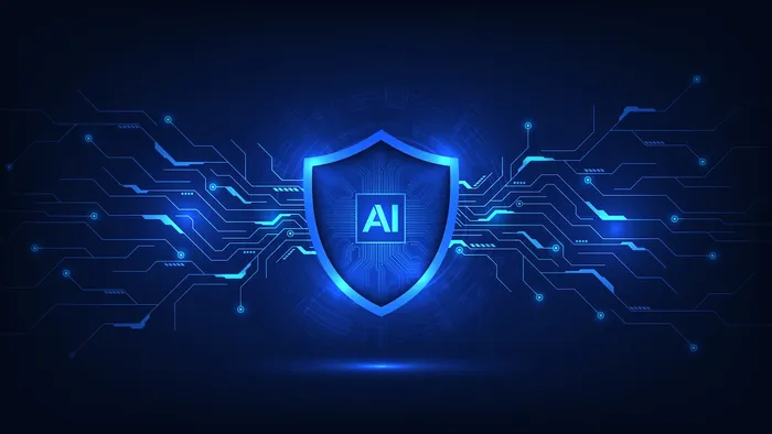 Glowing shield in the center of a dark background, with