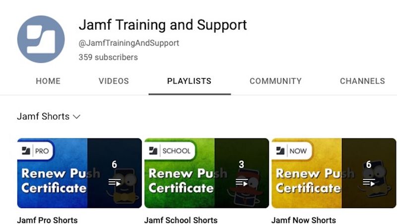 Jamf Training and Support Videos page