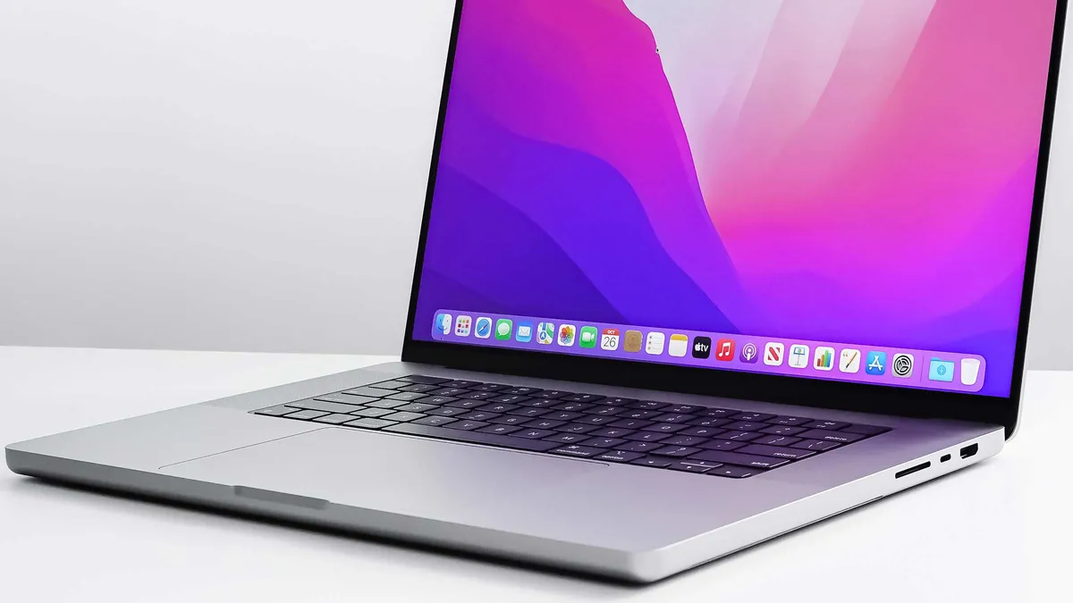 An open MacBook.