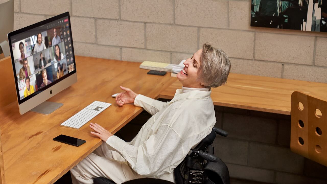 Person in a wheelchair on a video call