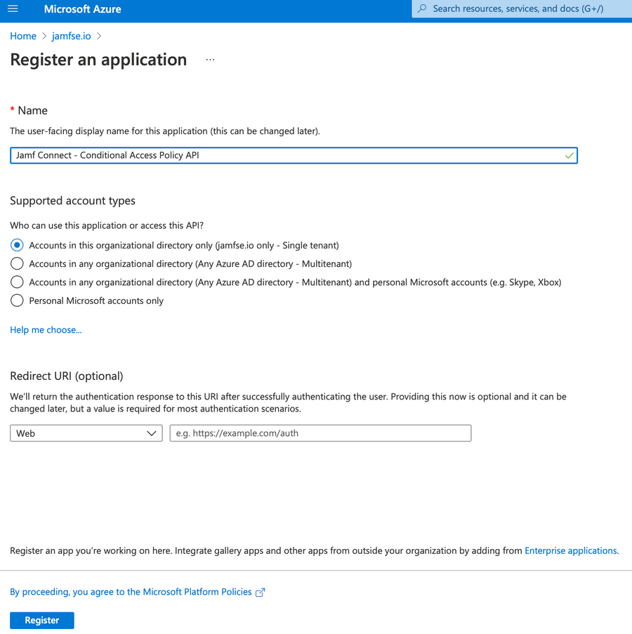 Application Registration Screen (as of 06DEC2021)