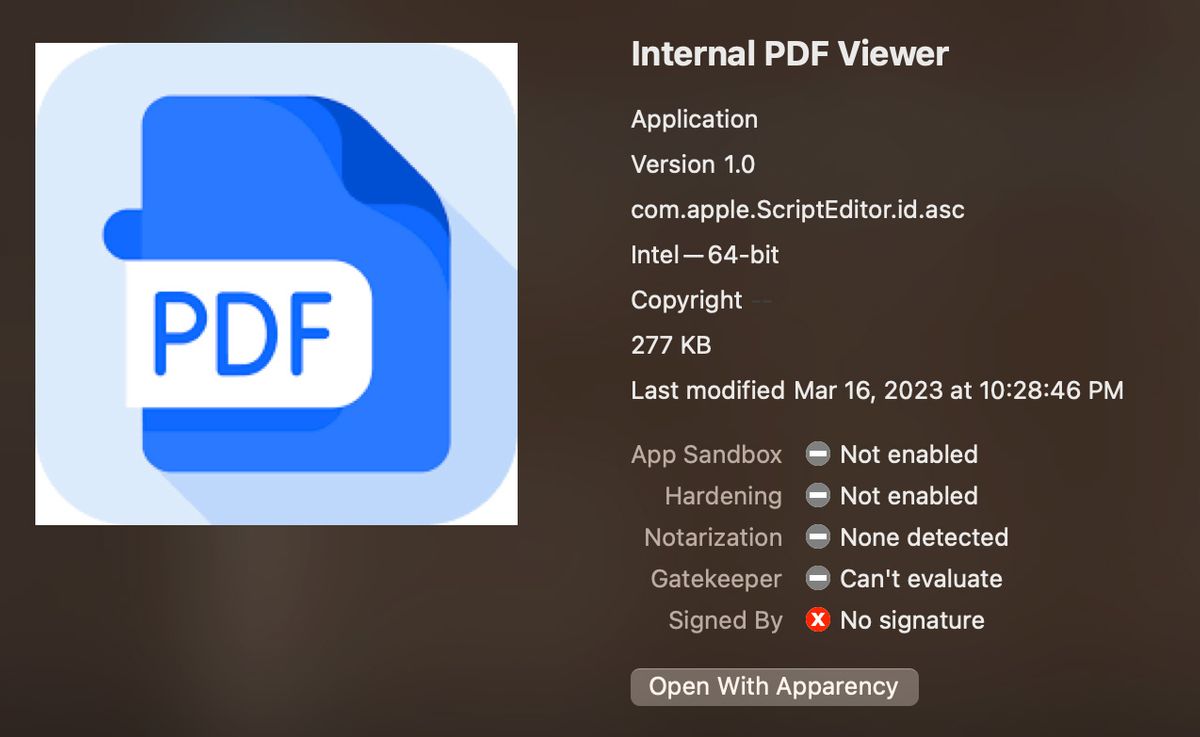 Internal PDF Viewer