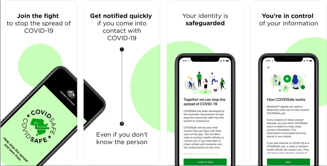 Image of CovidSafe screens