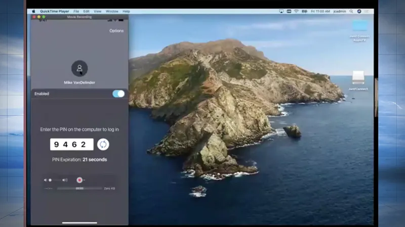 Image of a demo screenshot of Jamf Connect's passwordless authentication.