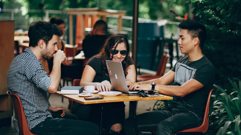 Students studying at a coffee shop