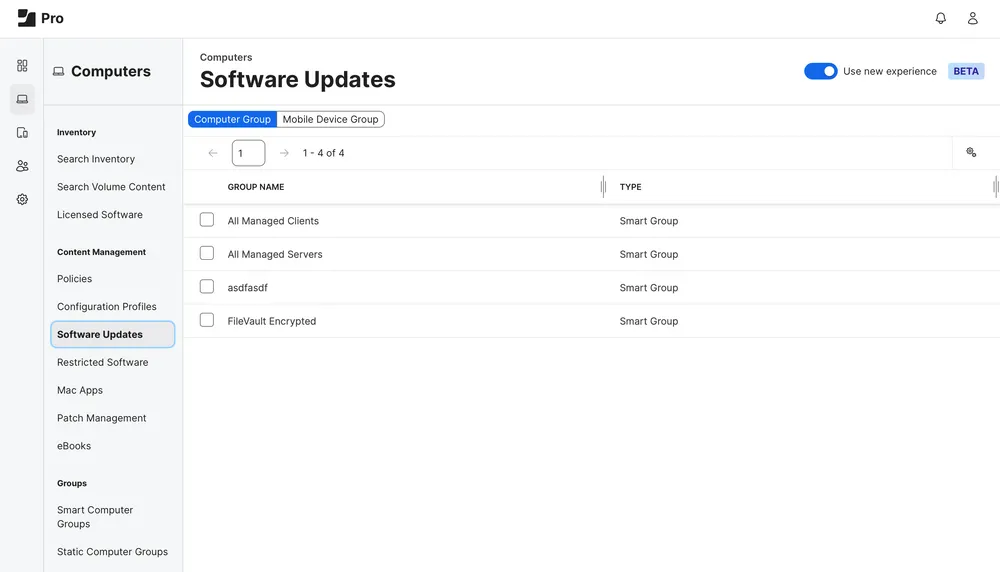 Managed software updates via Declarative Device Management (DDM)
