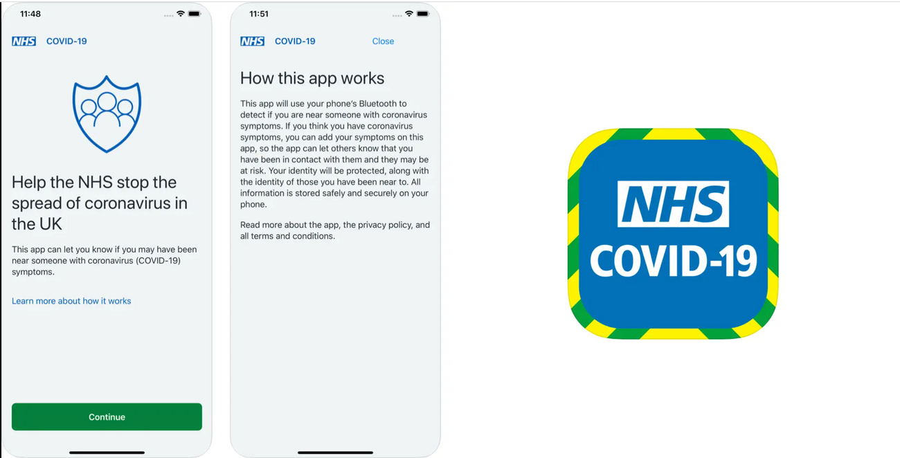 NHS-Covid 19 app screenshots