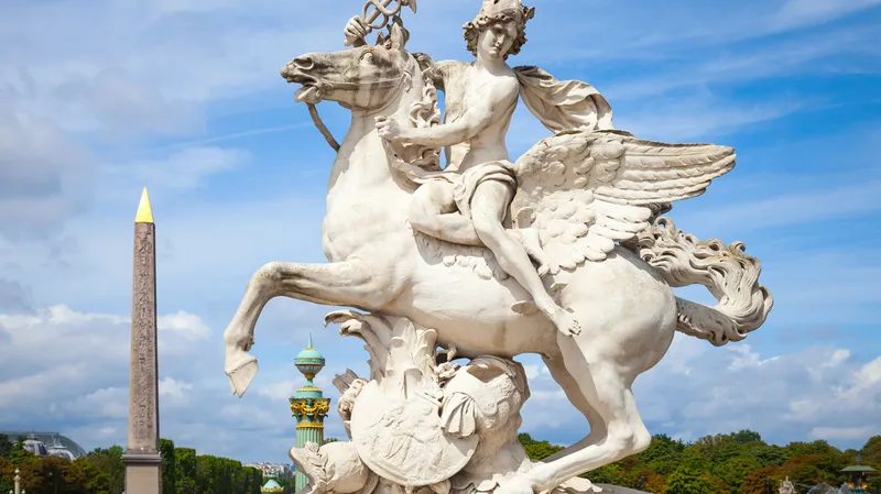 Sculpture of Mercury riding Pegasus