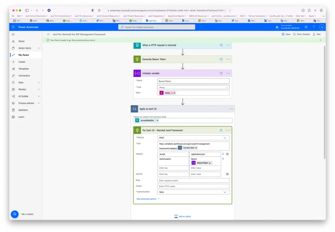 Workflow showing how to send redeploy command for each ID.