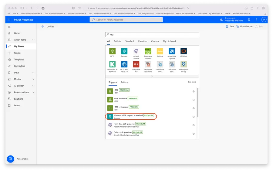 Workflow showing flow trigger,