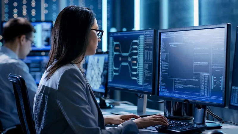 employees on computers