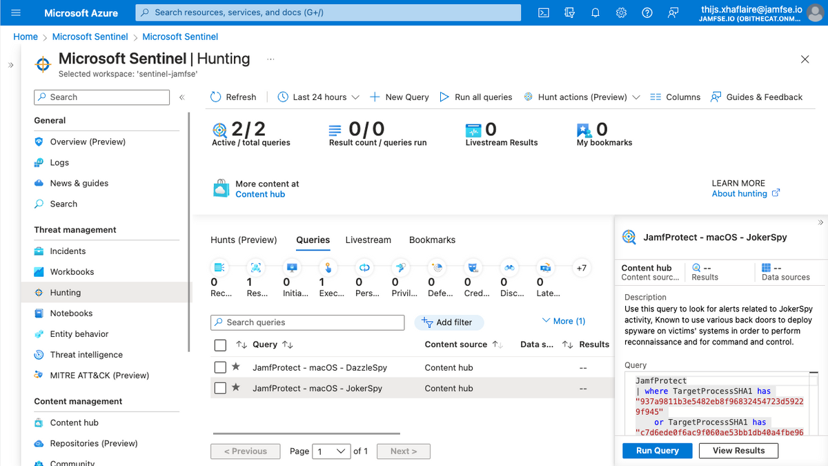 Jamf Protect integrates with Microsoft Sentinel