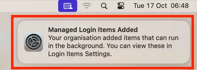 Screenshot of notification banner letting user know background processes are occurring.