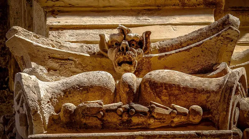 Stone carving of a demon's head