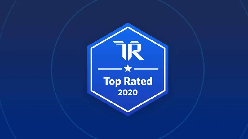 A badge with the TrustRadius logo and the words