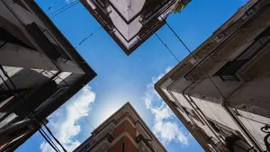 Intersection of four buildings, forming an