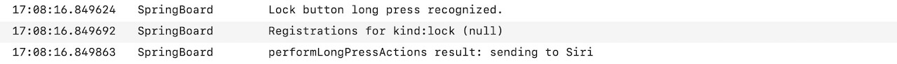 Example of SpringBoard response to user's interactions