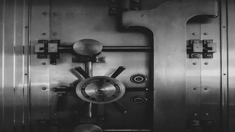 bank vault with with large, lock