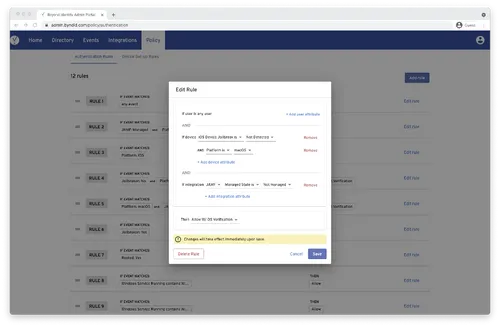 screenshot of Beyond Identity app in use on a computer screen