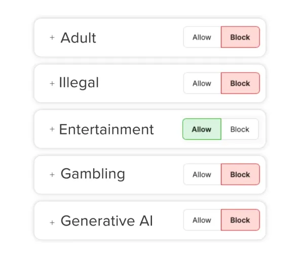 Jamf Protect content filter settings showing