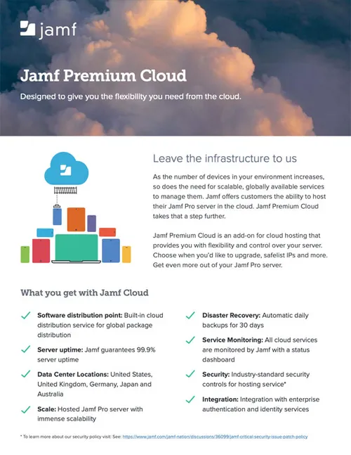 Jamf Premium Cloud Addon for cloud hosting