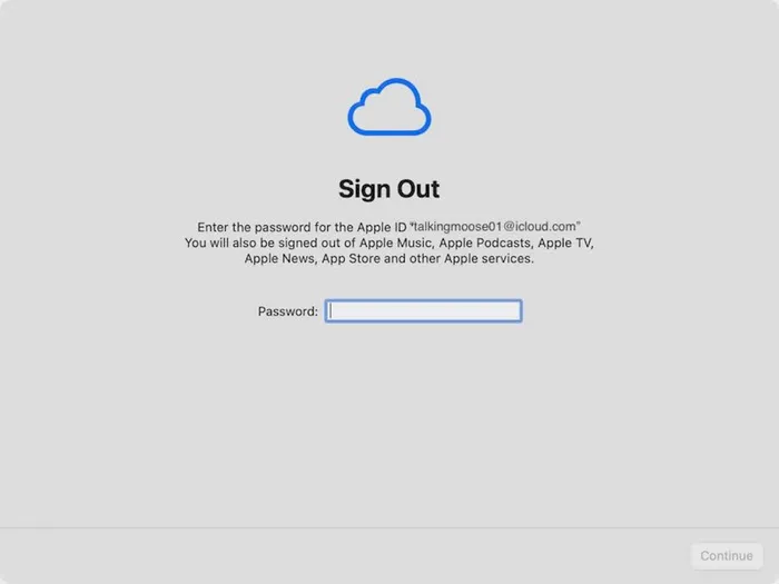 macOS sign out window